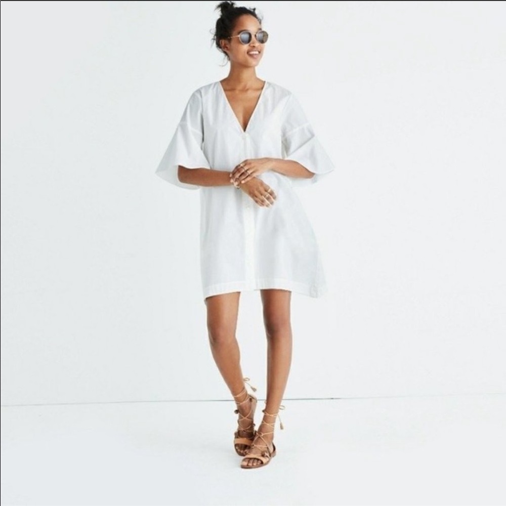 Madewell Bell Sleeve Shift Dress White Size S